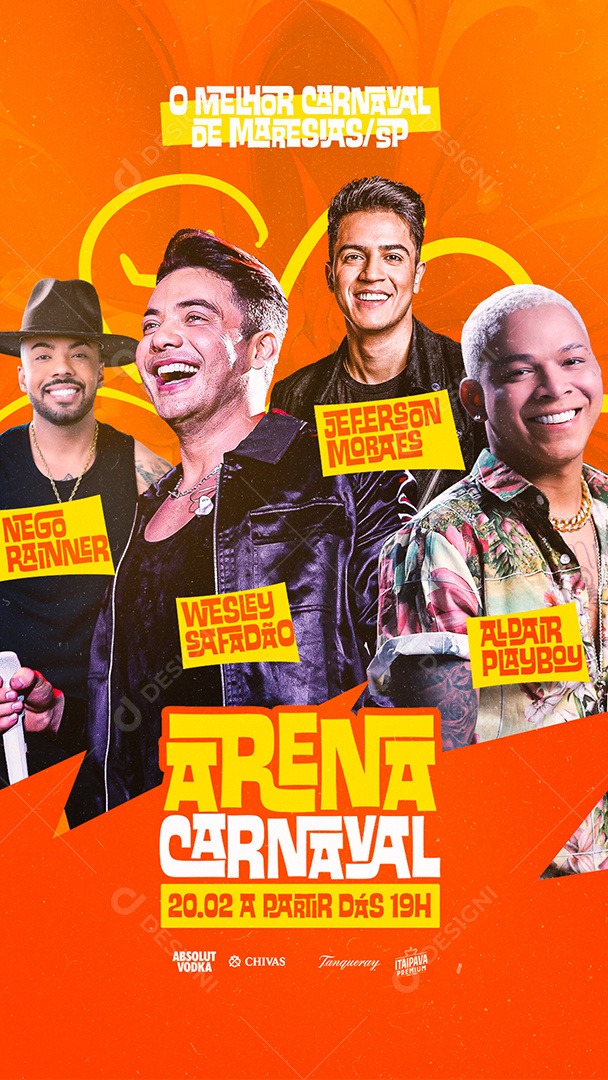 Story Arena Carnaval Nego Rainner Wesley Safadão Jefferson Moraes Aldair Playboy Flyer Social Media PSD Editável