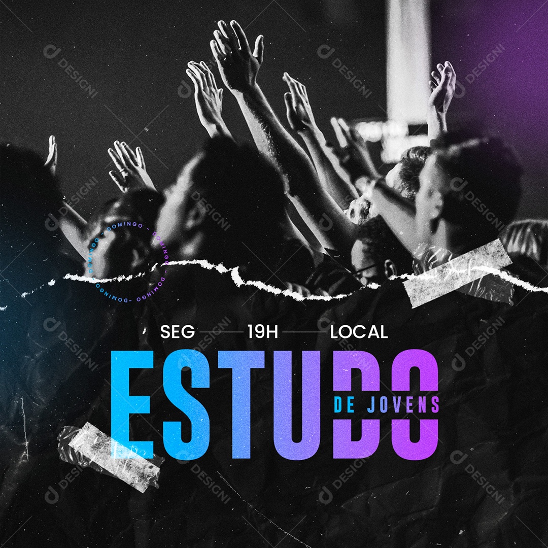 Estudo de Jovens Flyer Gospel Social Media PSD Editável
