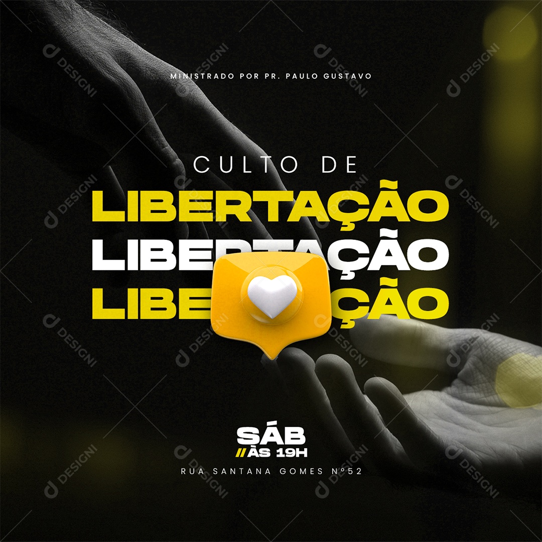 Culto de Libertação Flyer Gospel Igreja Social Media PSD Editável