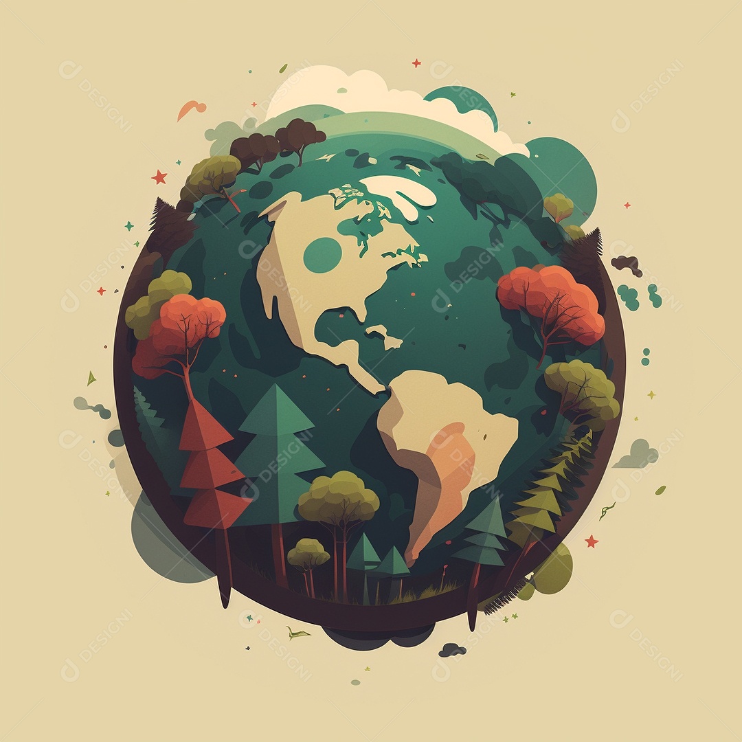 Símbolo do globo terrestre de ilustração do dia da terra dos desenhos animados de design plano. IA gerada. conceito de data comemorativa