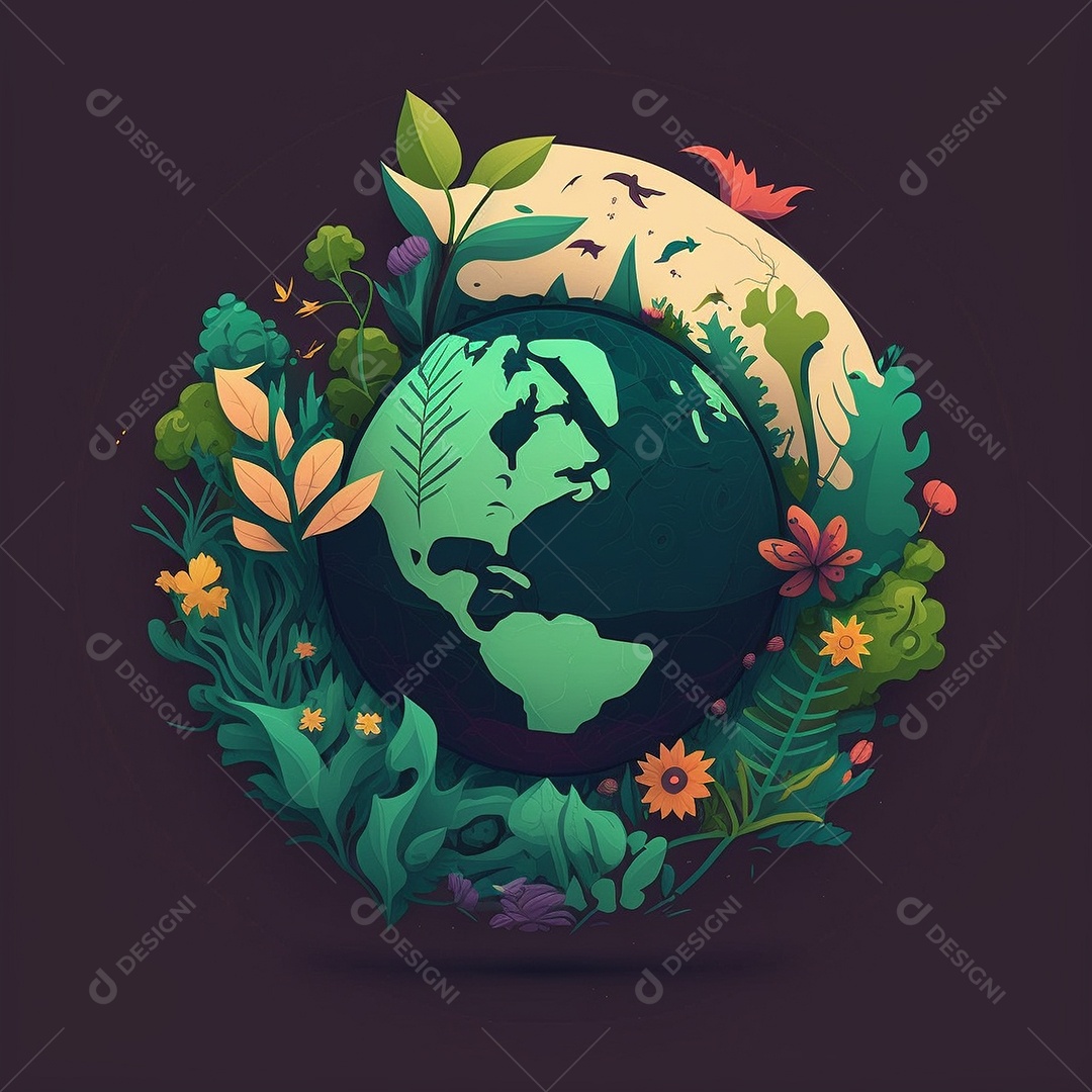 Símbolo do globo terrestre de ilustração do dia da terra dos desenhos animados de design plano. IA gerada. conceito de data comemorativa