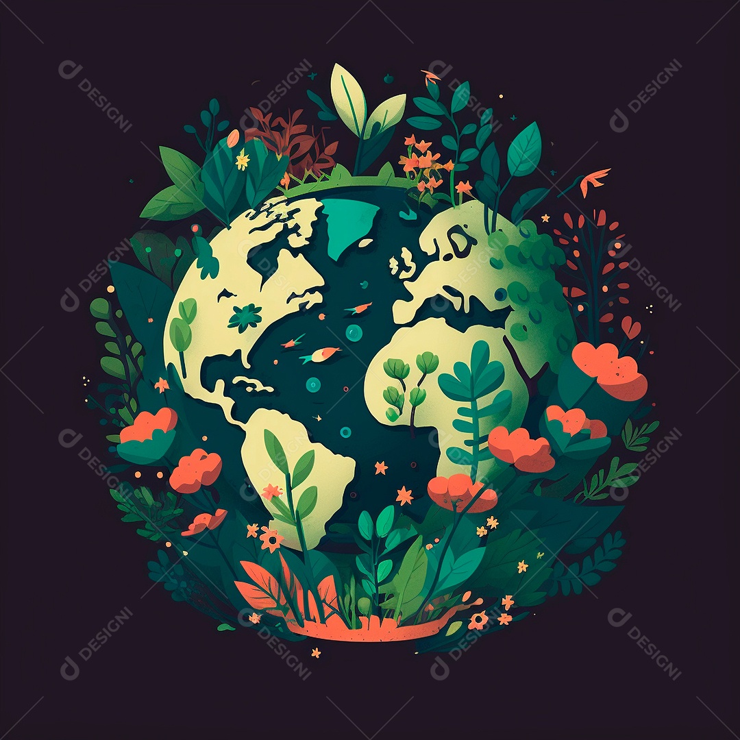 Símbolo do globo terrestre de ilustração do dia da terra dos desenhos animados de design plano. IA gerada. conceito de data comemorativa