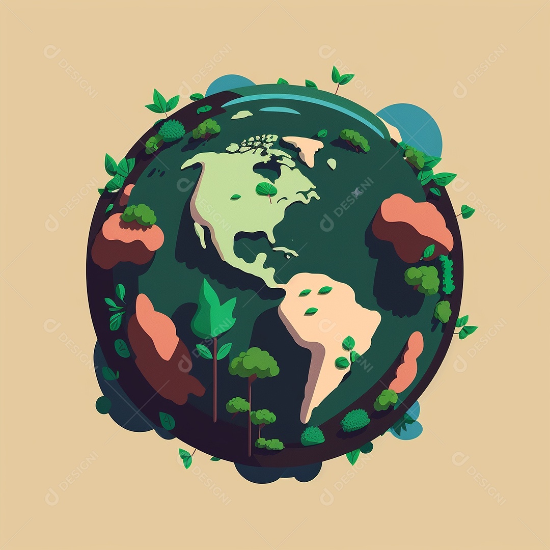 Símbolo do globo terrestre de ilustração do dia da terra dos desenhos animados de design plano. IA gerada. conceito de data comemorativa