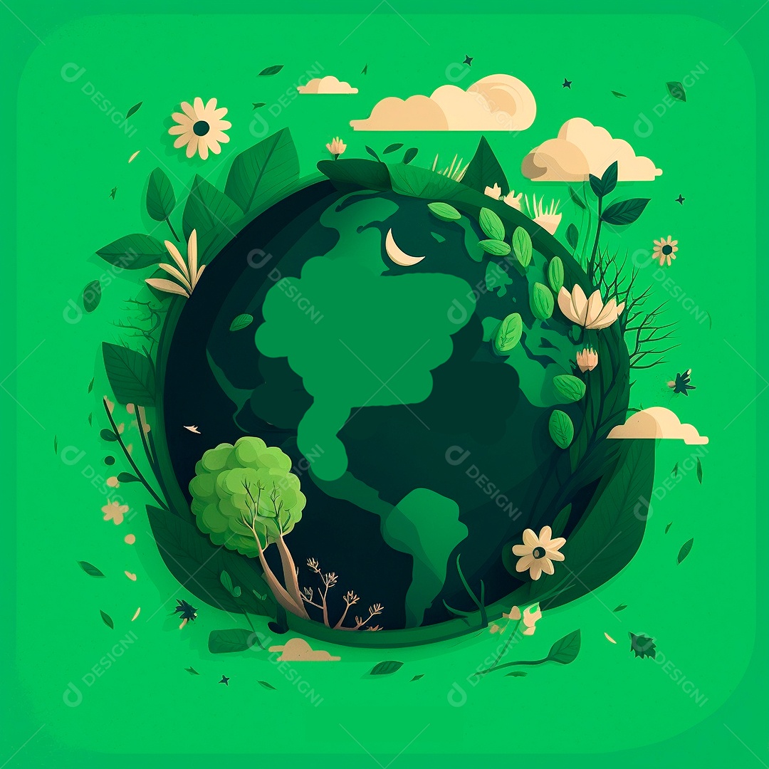 Símbolo do globo terrestre de ilustração do dia da terra dos desenhos animados de design plano. IA gerada. conceito de data comemorativa