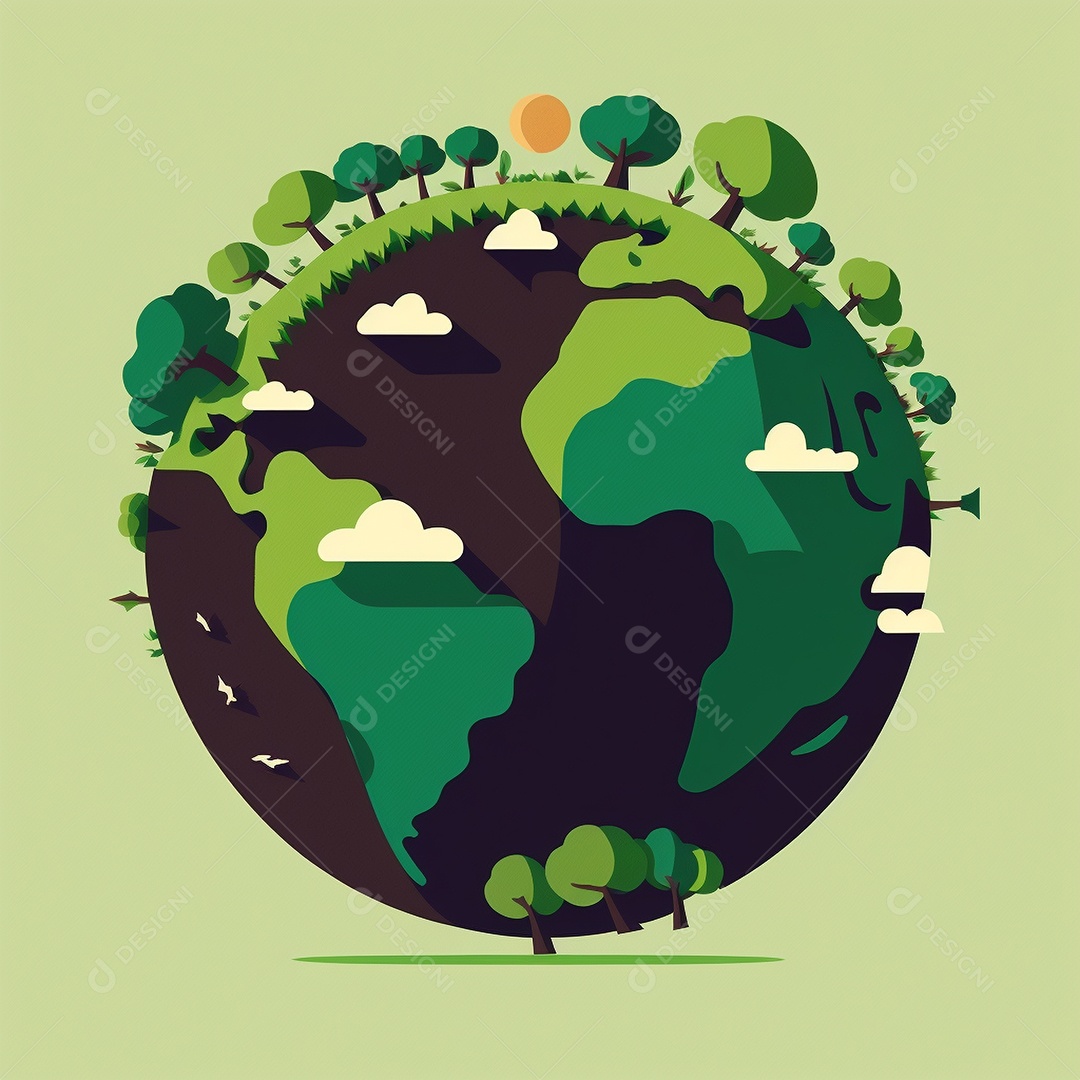 Símbolo do globo terrestre de ilustração do dia da terra dos desenhos animados de design plano. IA gerada. conceito de data comemorativa