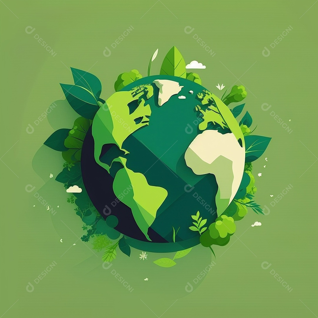 Símbolo do globo terrestre de ilustração do dia da terra dos desenhos animados de design plano. IA gerada. conceito de data comemorativa