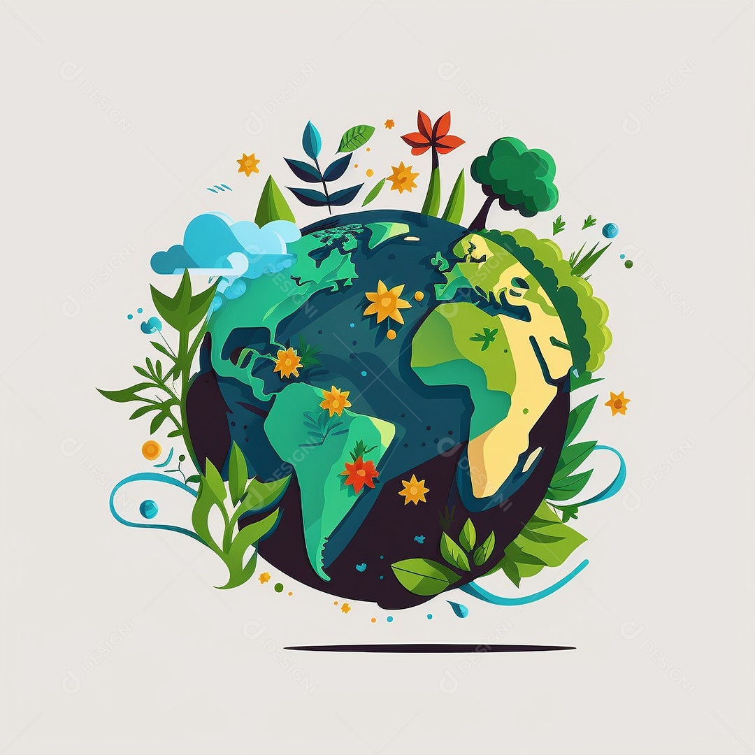 Símbolo do globo terrestre de ilustração do dia da terra dos desenhos animados de design plano. IA gerada. conceito de data comemorativa