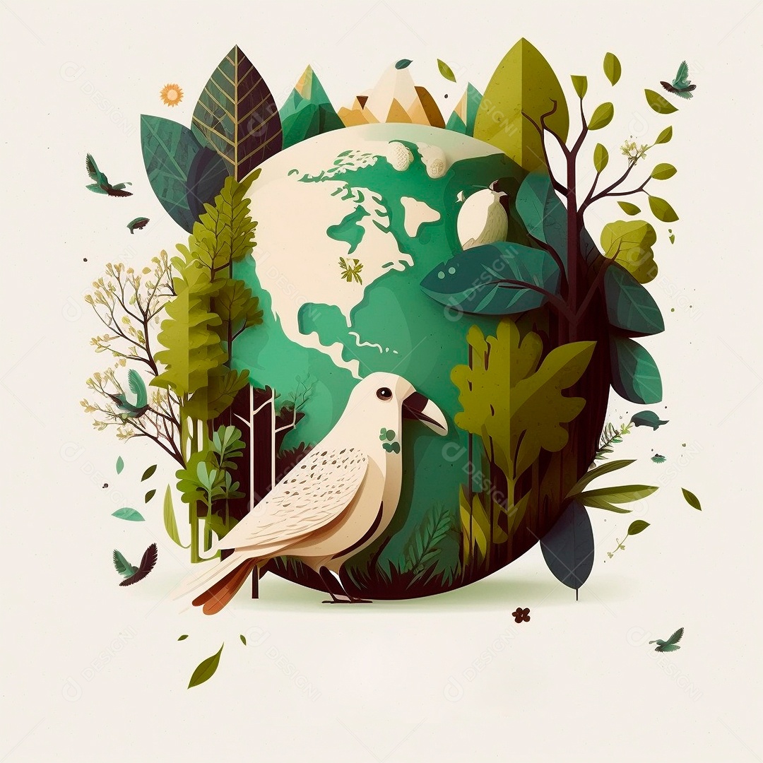 Símbolo do globo terrestre de ilustração do dia da terra dos desenhos animados de design plano. IA gerada. conceito de data comemorativa