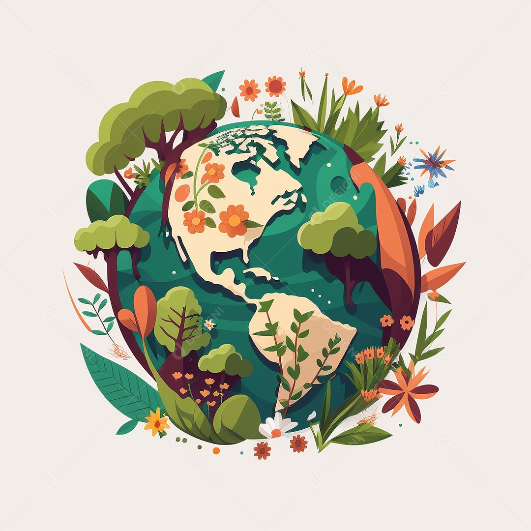 Símbolo do globo terrestre de ilustração do dia da terra dos desenhos animados de design plano. IA gerada. conceito de data comemorativa