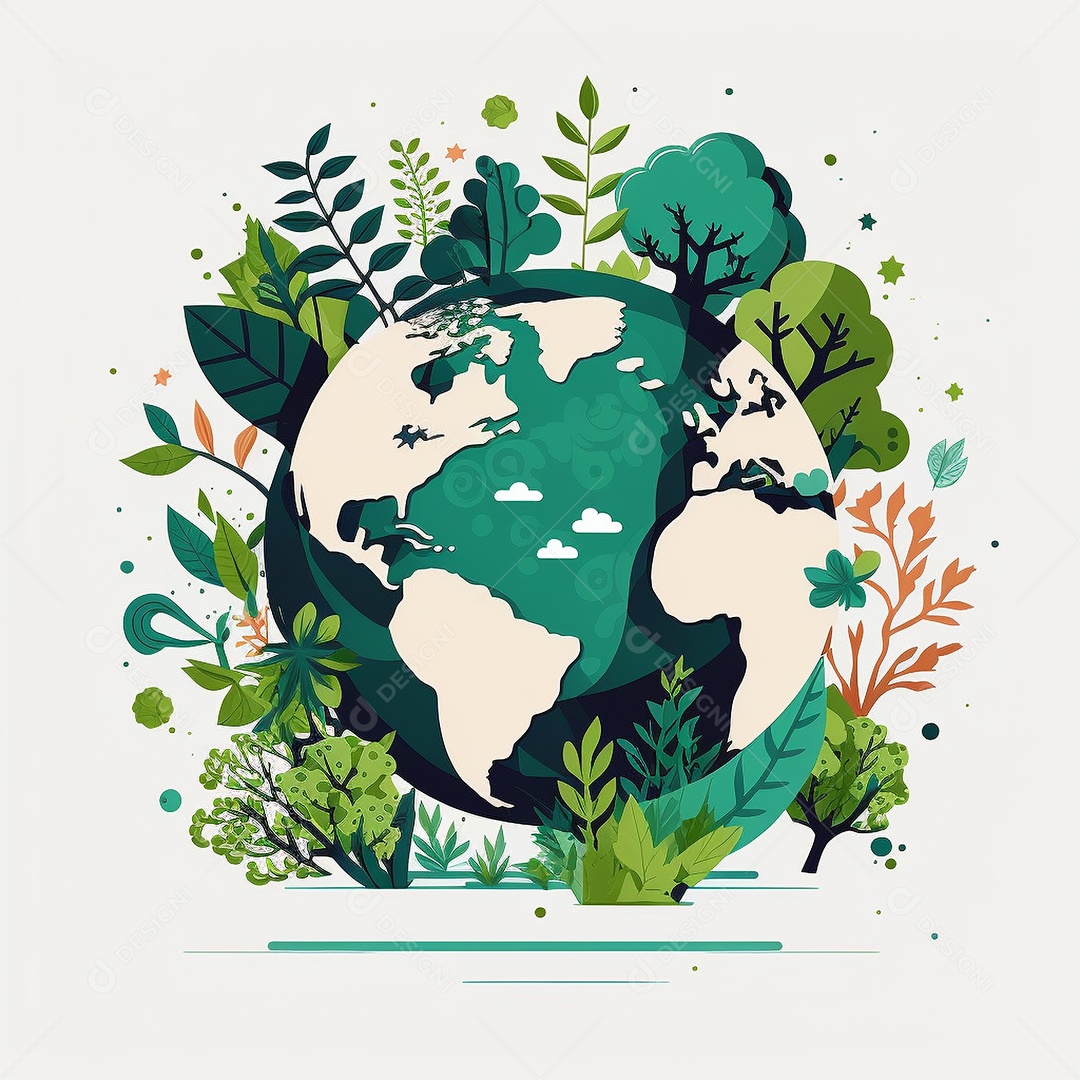 Símbolo do globo terrestre de ilustração do dia da terra dos desenhos animados de design plano. IA gerada. conceito de data comemorativa