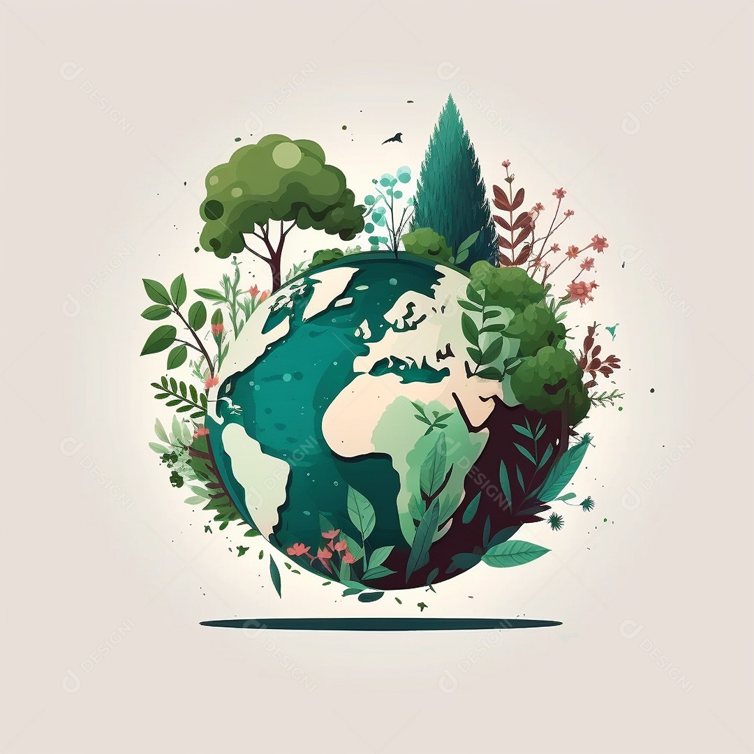 Símbolo do globo terrestre de ilustração do dia da terra dos desenhos animados de design plano. IA gerada. conceito de data comemorativa