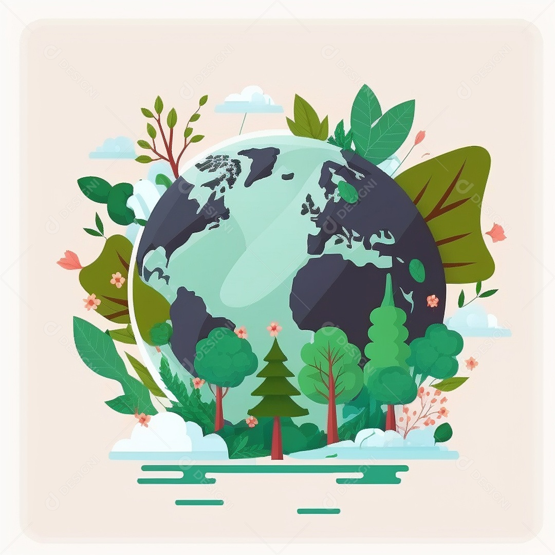 Símbolo do globo terrestre de ilustração do dia da terra dos desenhos animados de design plano. IA gerada. conceito de data comemorativa