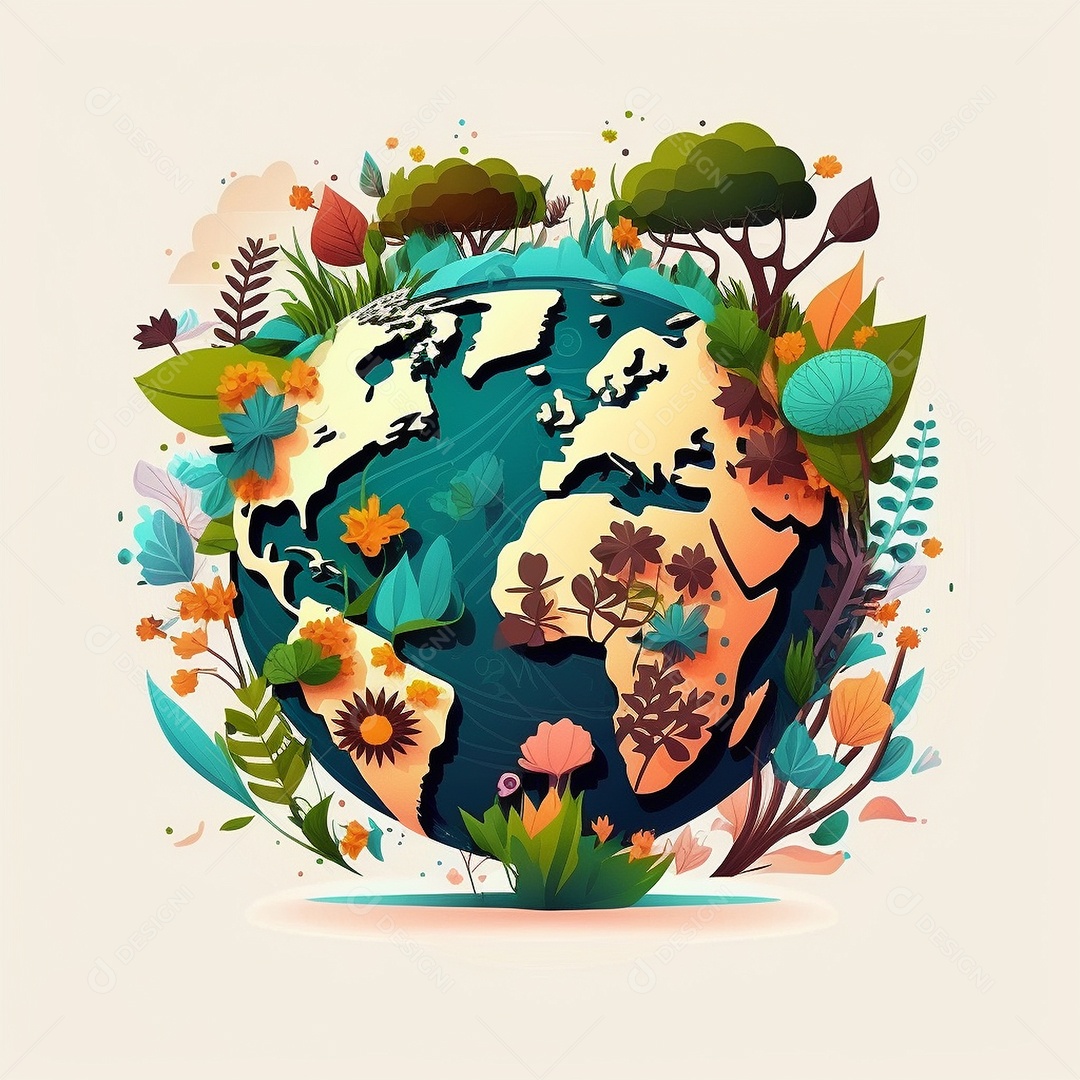 Símbolo do globo terrestre de ilustração do dia da terra dos desenhos animados de design plano. IA gerada. conceito de data comemorativa