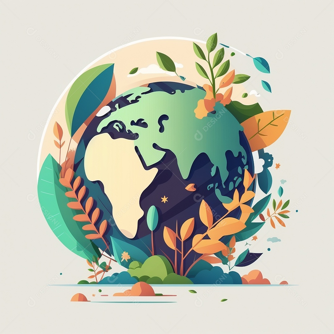 Símbolo do globo terrestre de ilustração do dia da terra dos desenhos animados de design plano. IA gerada. conceito de data comemorativa