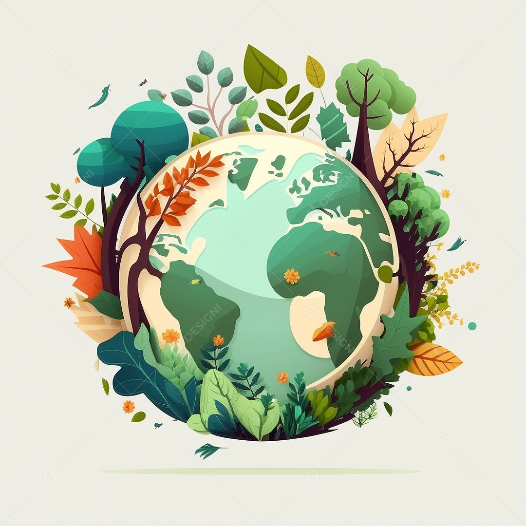 Símbolo do globo terrestre de ilustração do dia da terra dos desenhos animados de design plano. IA gerada. conceito de data comemorativa