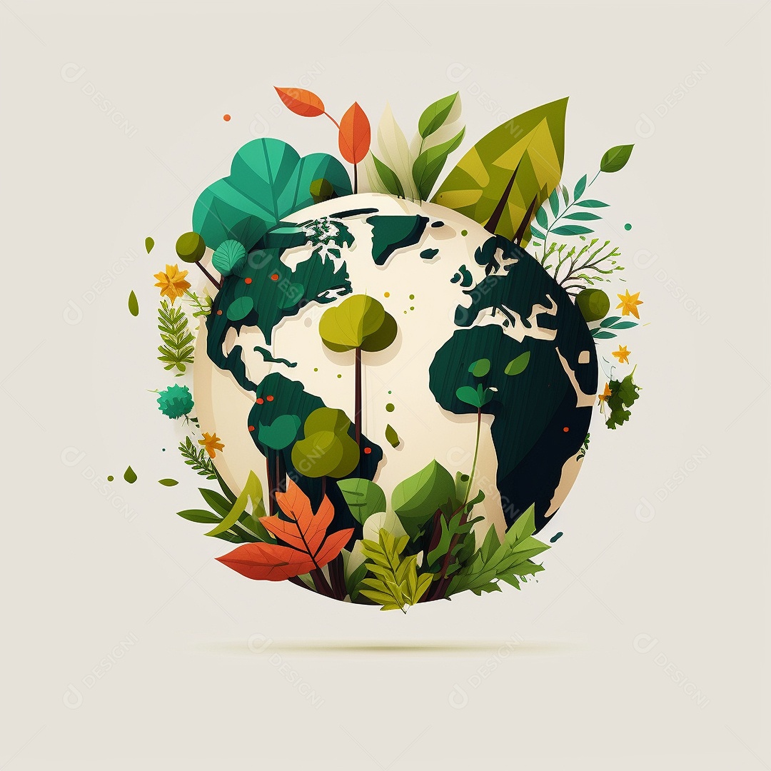 Símbolo do globo terrestre de ilustração do dia da terra dos desenhos animados de design plano. IA gerada. conceito de data comemorativa