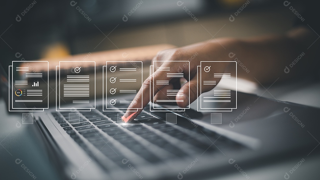 Sistema de Gestão Documental, banco de dados online de documentação e automação de processos para gestão eficiente de arquivos, conhecimento e documentação na empresa com ERP. Tecnologia de negócios corporativos, DMS