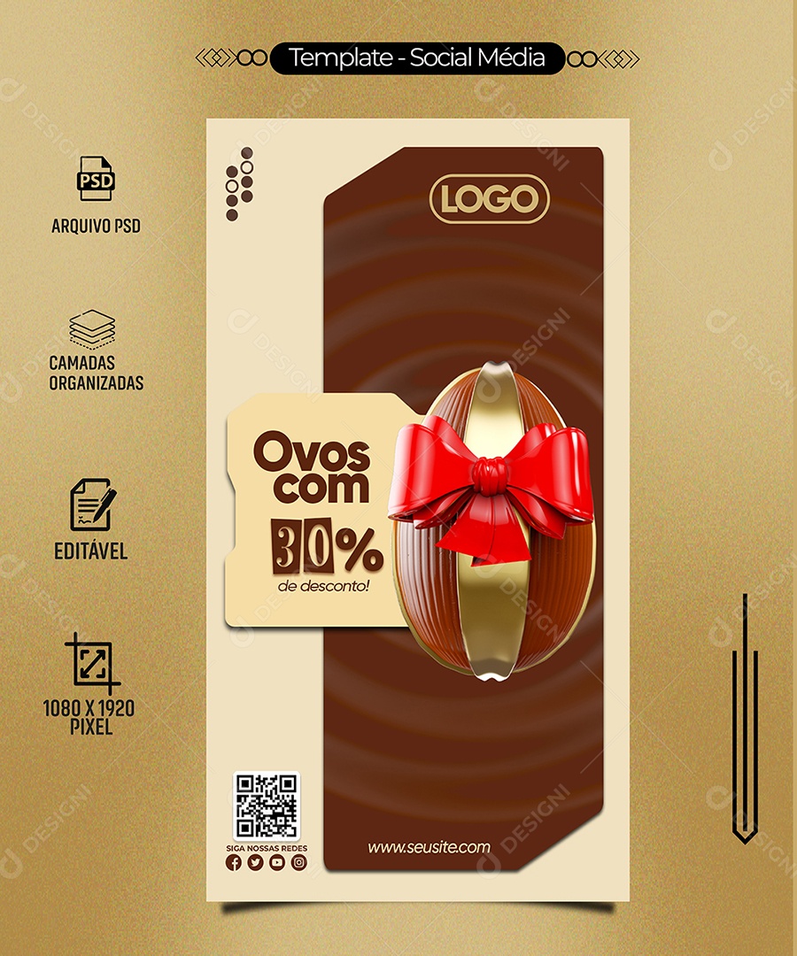 Ovos Com 30% de Desconto Venha Conferir Social Media PSD Editável