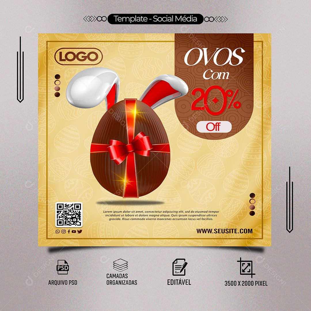 Ovos Com 20% Off Venha Conferir Social Media PSD Editável