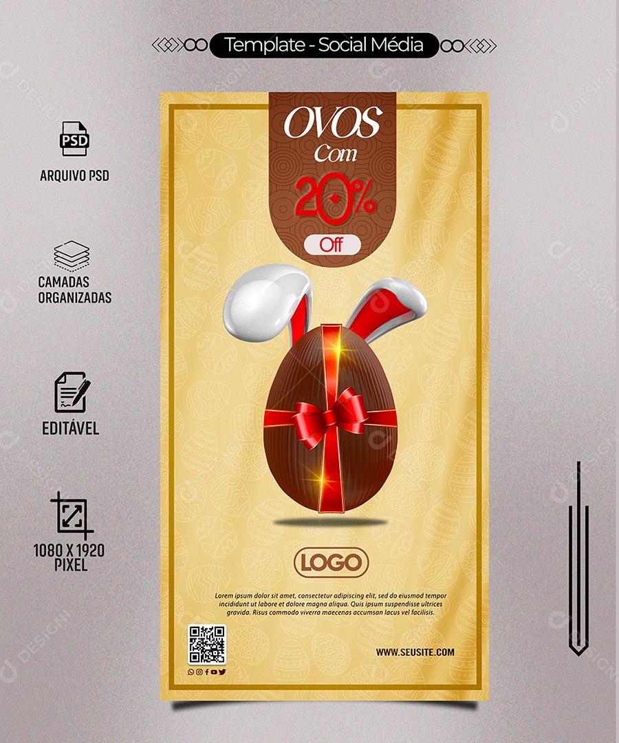 Ovos Com 20% Off Venha Conferir Social Media PSD Editável
