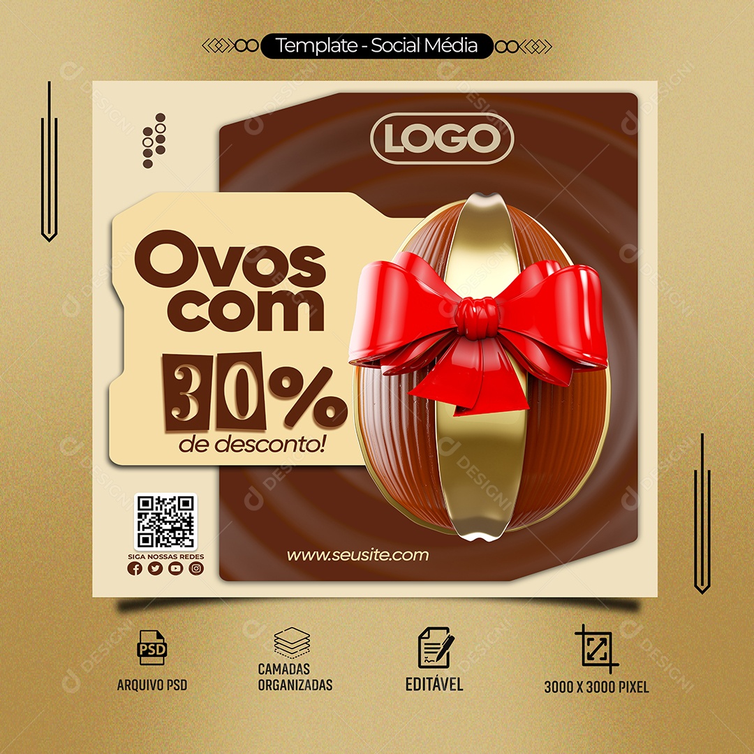 Ovos Com 30% de Desconto Venha Conferir Social Media PSD Editável