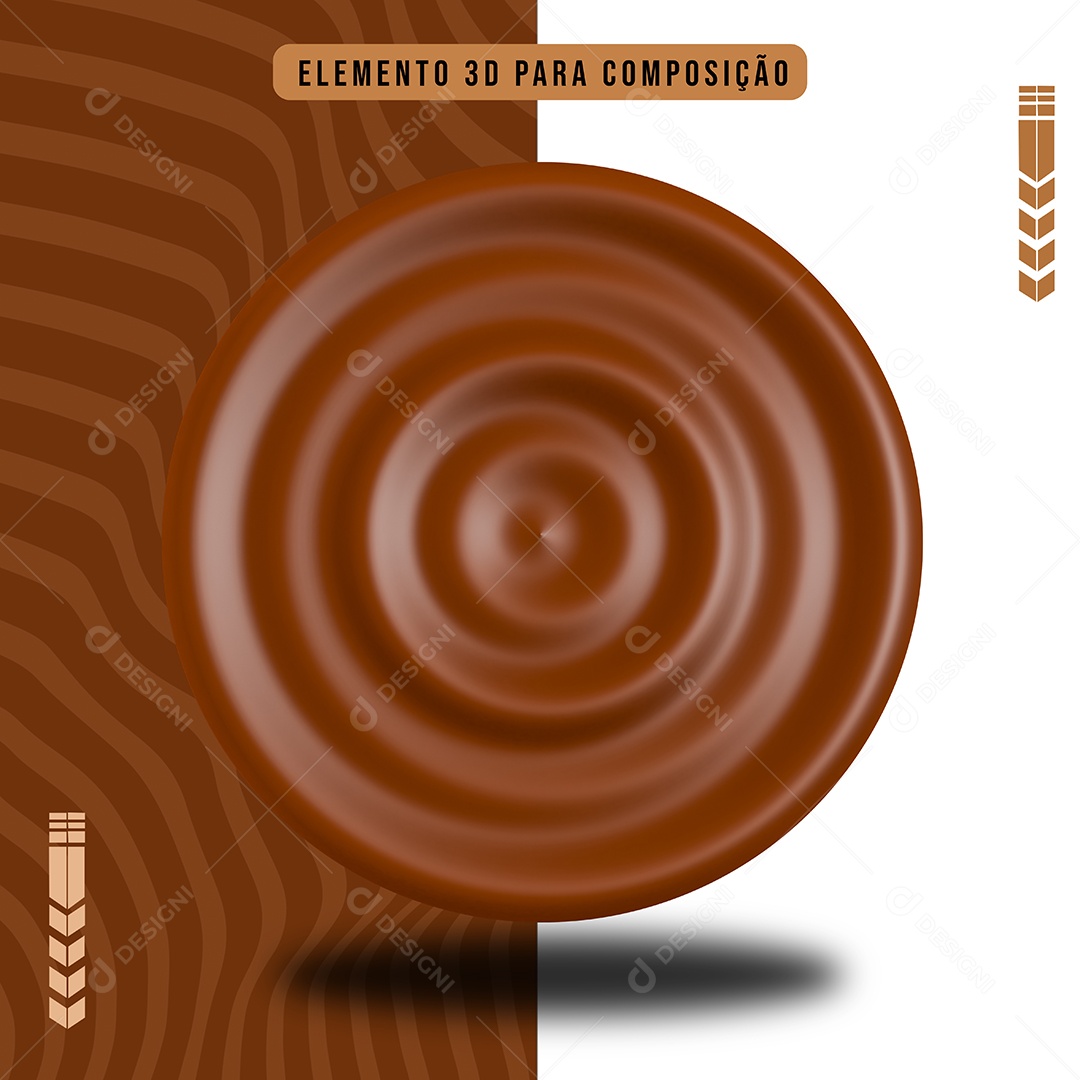 Elemento 3D Para Composição Circulo de Chocolate PNG Transparente