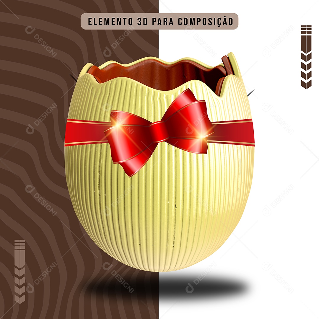 Elemento 3D Para Composição Ovo de Páscoa Com Fita PNG Transparente