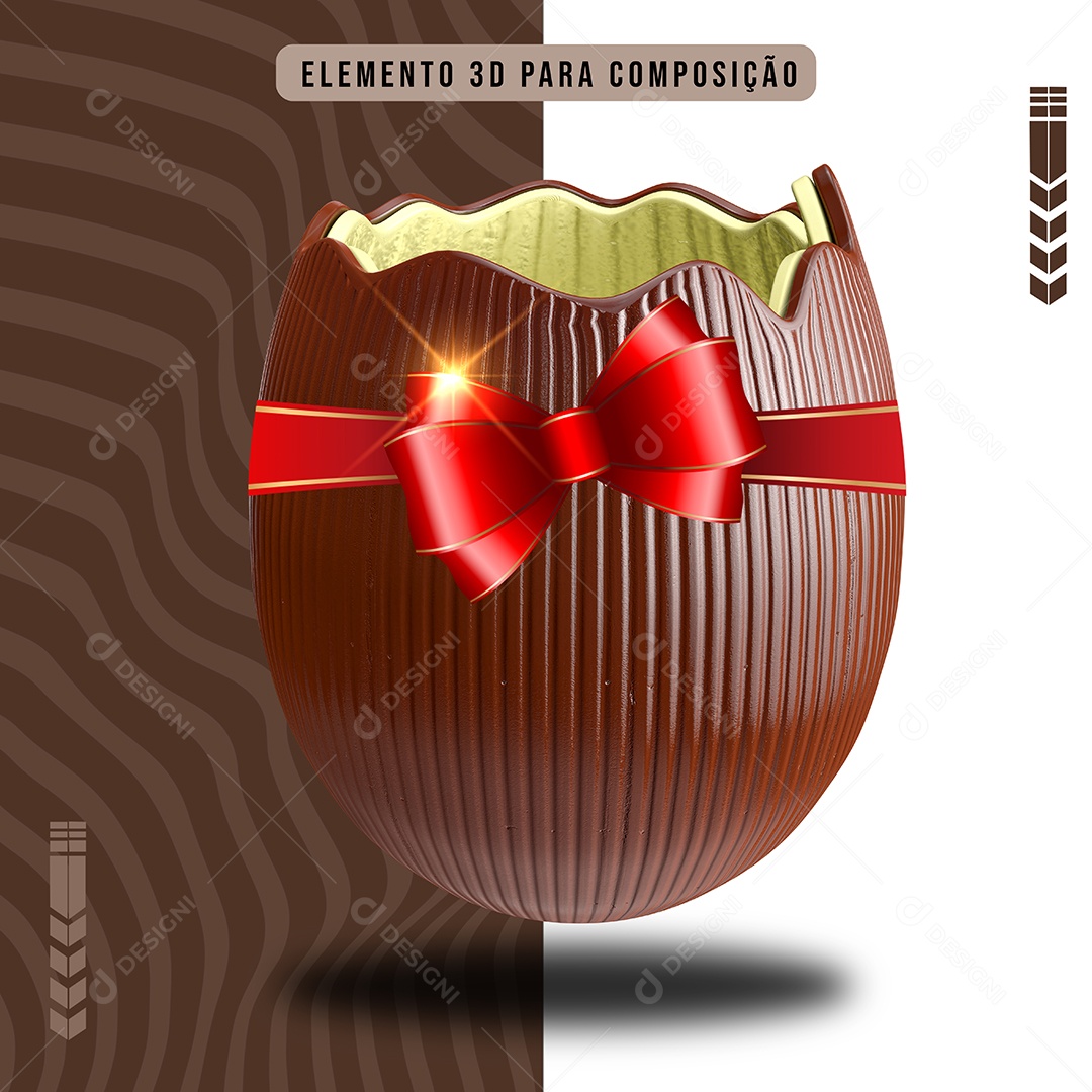 Elemento 3D Para Composição Ovo de Páscoa Com Fita PNG Transparente