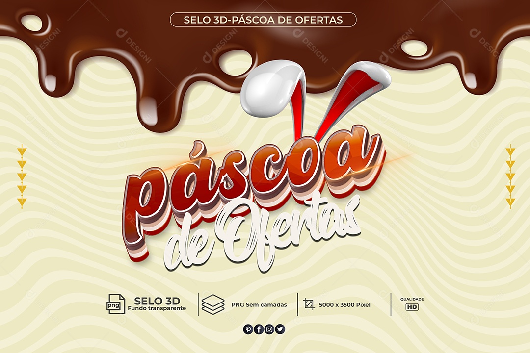 Selo 3D Para Composição Páscoa de Ofertas PNG Transparente