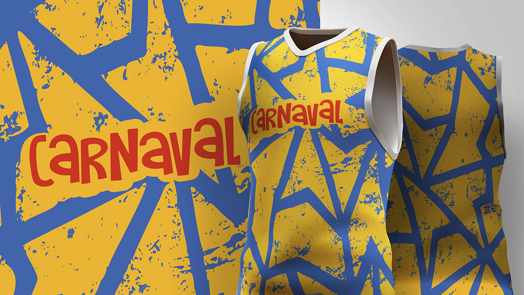 Abadá de Carnaval Estampa de Camisa Amarela e Azul Ai + EPS