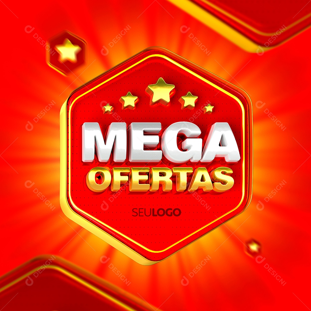 Selo 3D Para Composição Mega Ofertas PSD