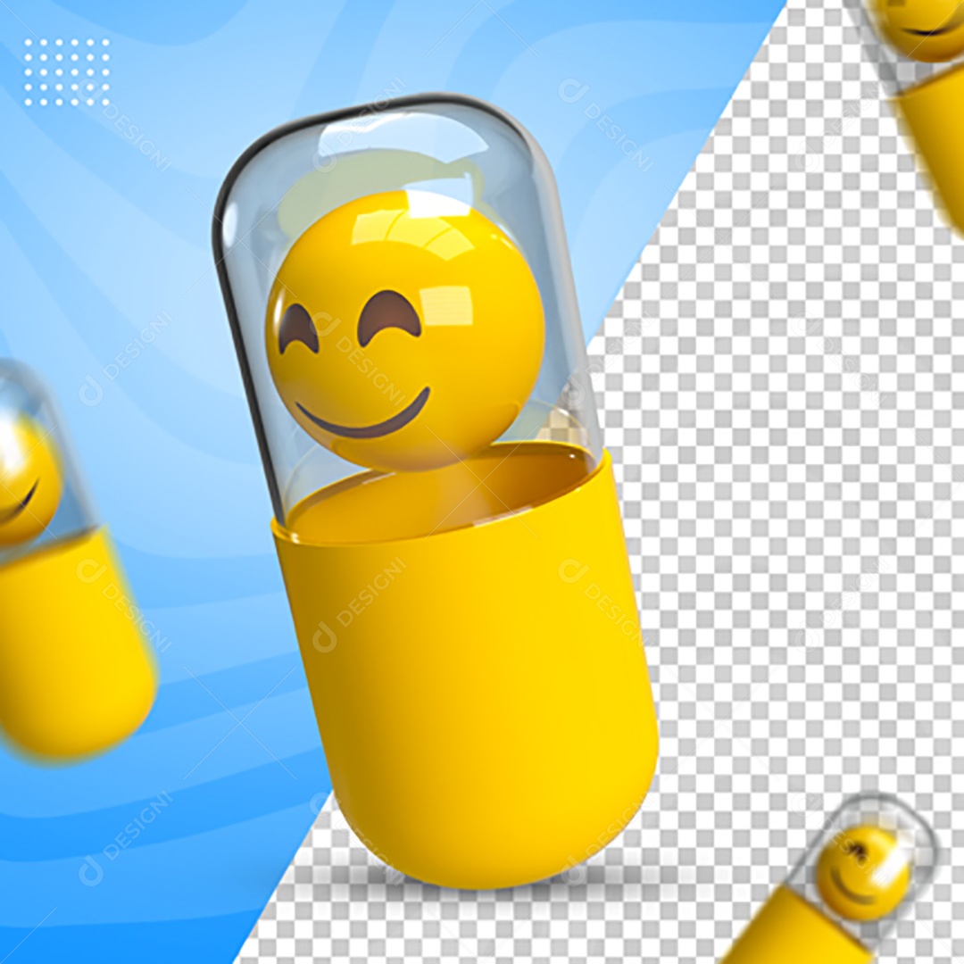 Elemento 3D Para Composição Cápsula Com Emoji Feliz PSD