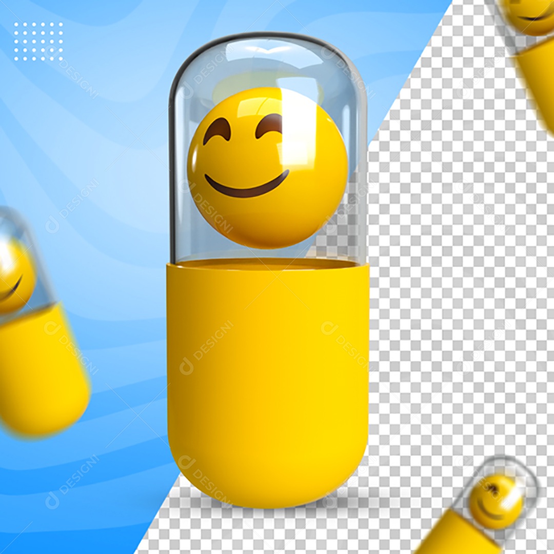 Elemento 3D Para Composição Cápsula Com Emoji Feliz PSD