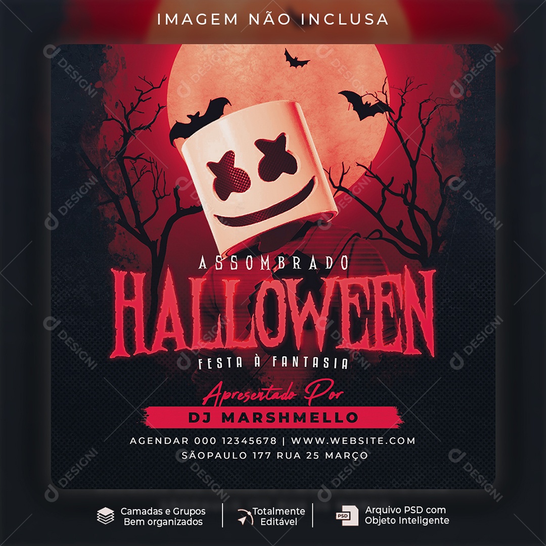 Flyer Assombrada Festa de Halloween Social Media PSD Editável