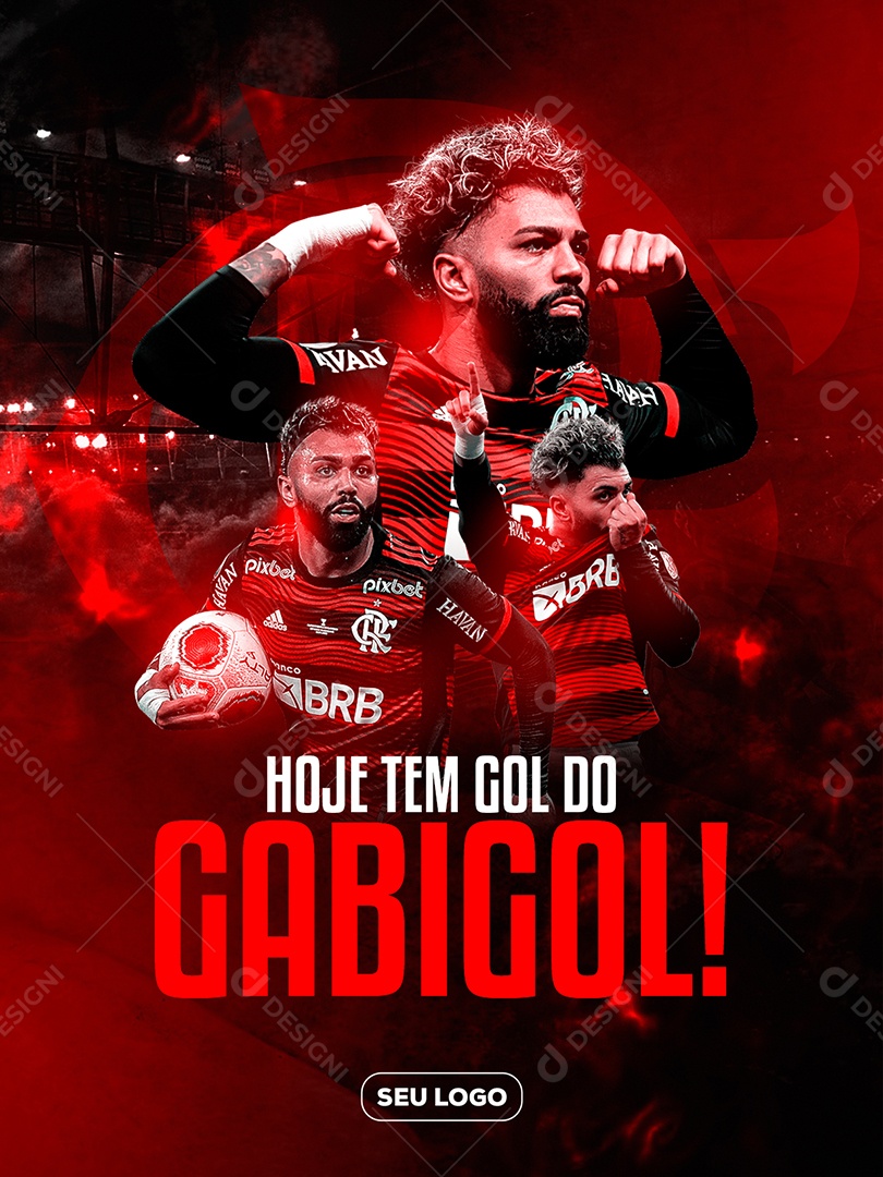 Jogo do Flamengo Transmissão ao Vivo Mundial de Clubes Futebol Social Media PSD Editável