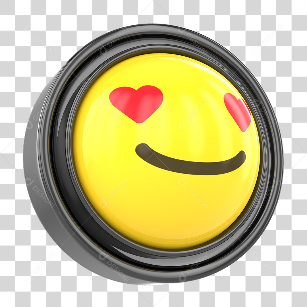 Elemento 3D Emoji com Carinha Apaixonada Para Composição PNG Transparente