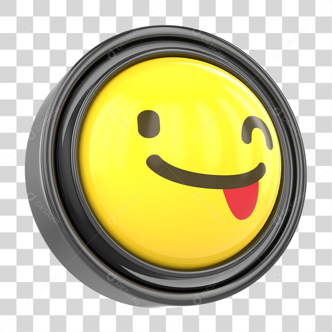 Elemento 3D Emoji com Carinha Piscando Para Composição PNG Transparente