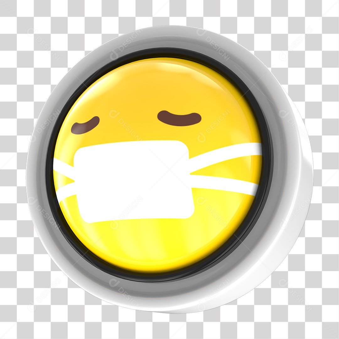 Elemento 3D Emoji com Carinha de Mascara Para Composição PNG Transparente