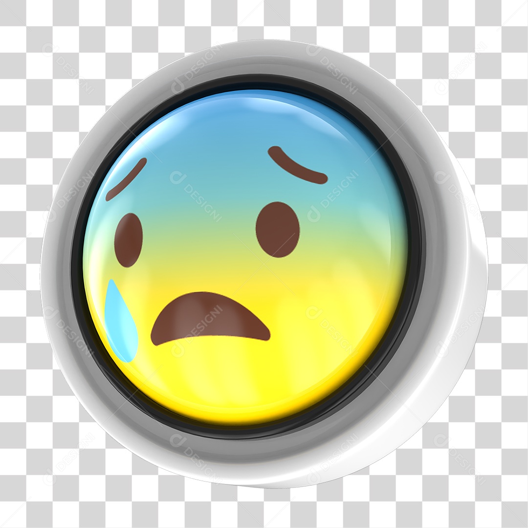 Elemento 3D Emoji com Carinha Preocupada Para Composição PNG Transparente