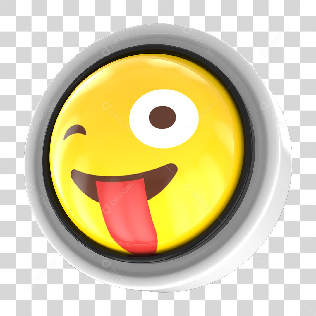 Elemento 3D Emoji com Carinha Com Língua para Fora Para Composição PNG Transparente