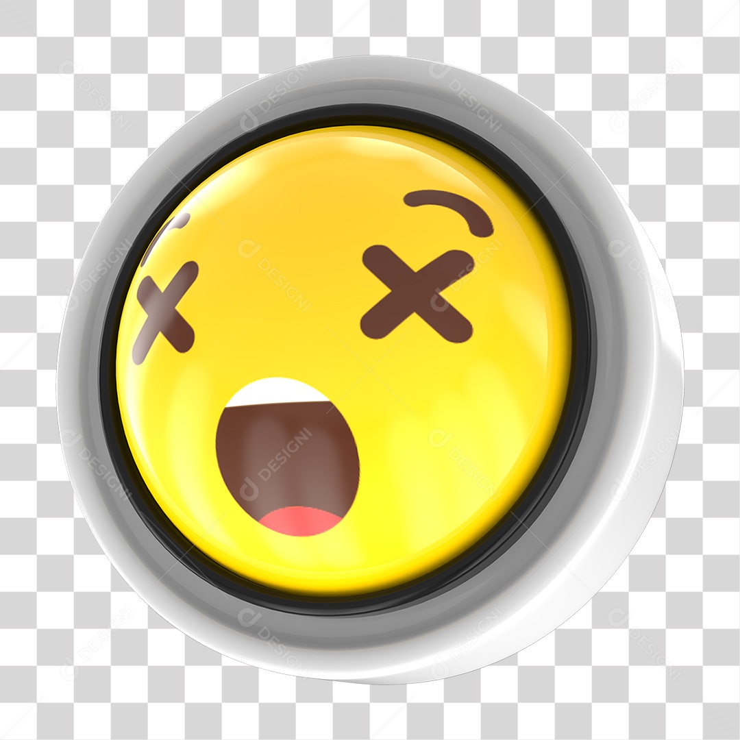 Elemento 3D Emoji com Carinha Surpresa Para Composição PNG Transparente