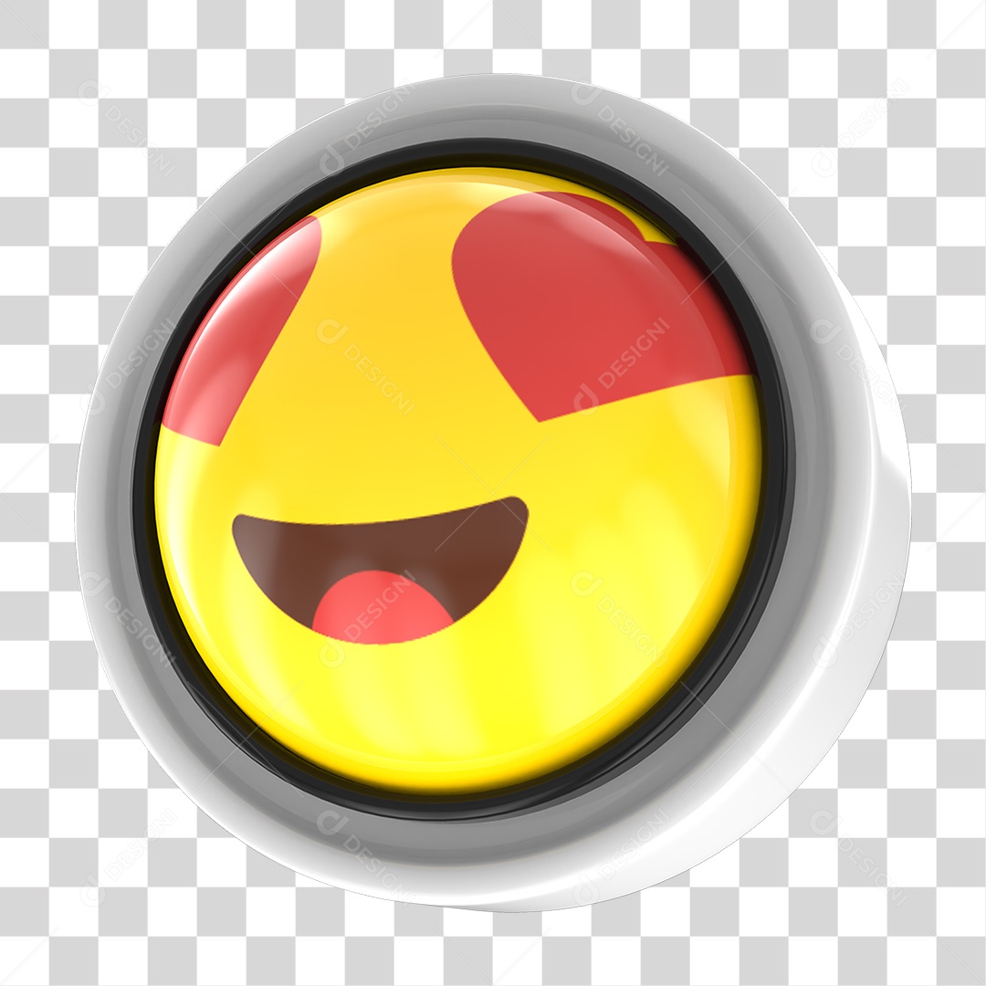 Elemento 3D Emoji com Carinha Apaixonado Para Composição PNG Transparente