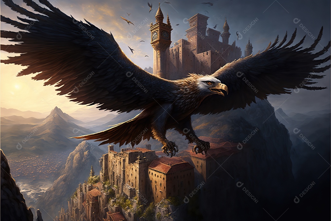 a Fênix está empoleirada em um galho de flores secas. Ela tem penas brilhantes e ardentes que formam uma cauda longa e luxuosa. Pássaro de fogo.