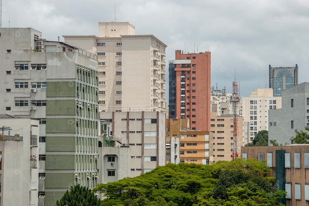 Edifícios no centro de São Paulo, no Brasil.