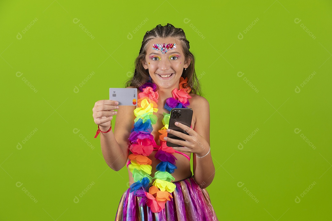 Linda menina jovem garota usando fantasia de carnaval