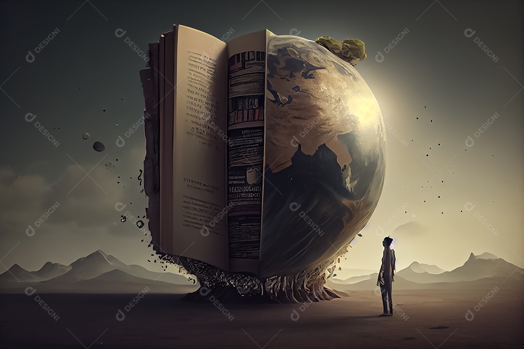 Criança de desenho animado lendo um livro na cama O Dia Mundial do Livro adora ler