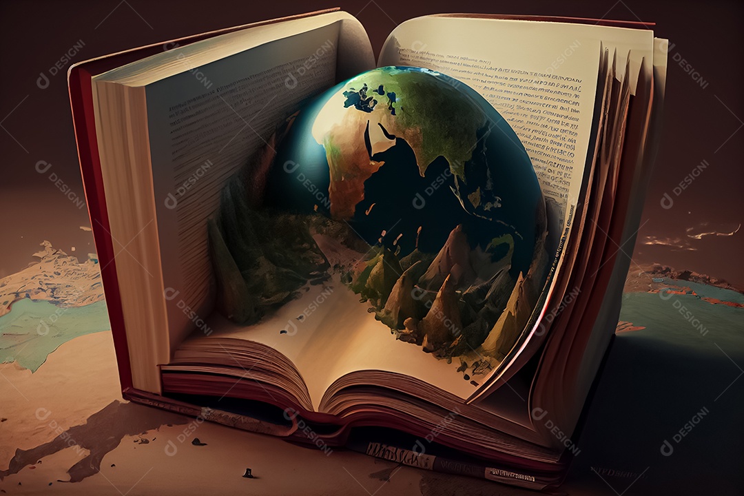 Criança de desenho animado lendo um livro na cama O Dia Mundial do Livro adora ler