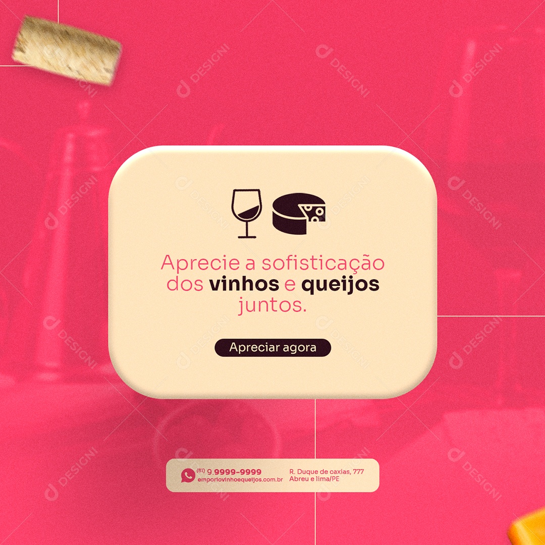 O Sabor dos Queijos Fica Ainda Mais Intenso Com o Vinho Certo Empório  e Queijos Social Media PSD Editável