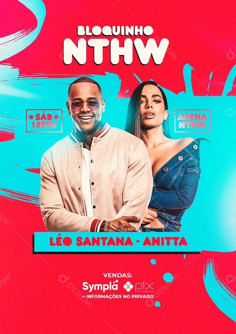 Bloquinho Nthw Léo Santana Anitta Flyer Carnaval Social Media PSD Editável