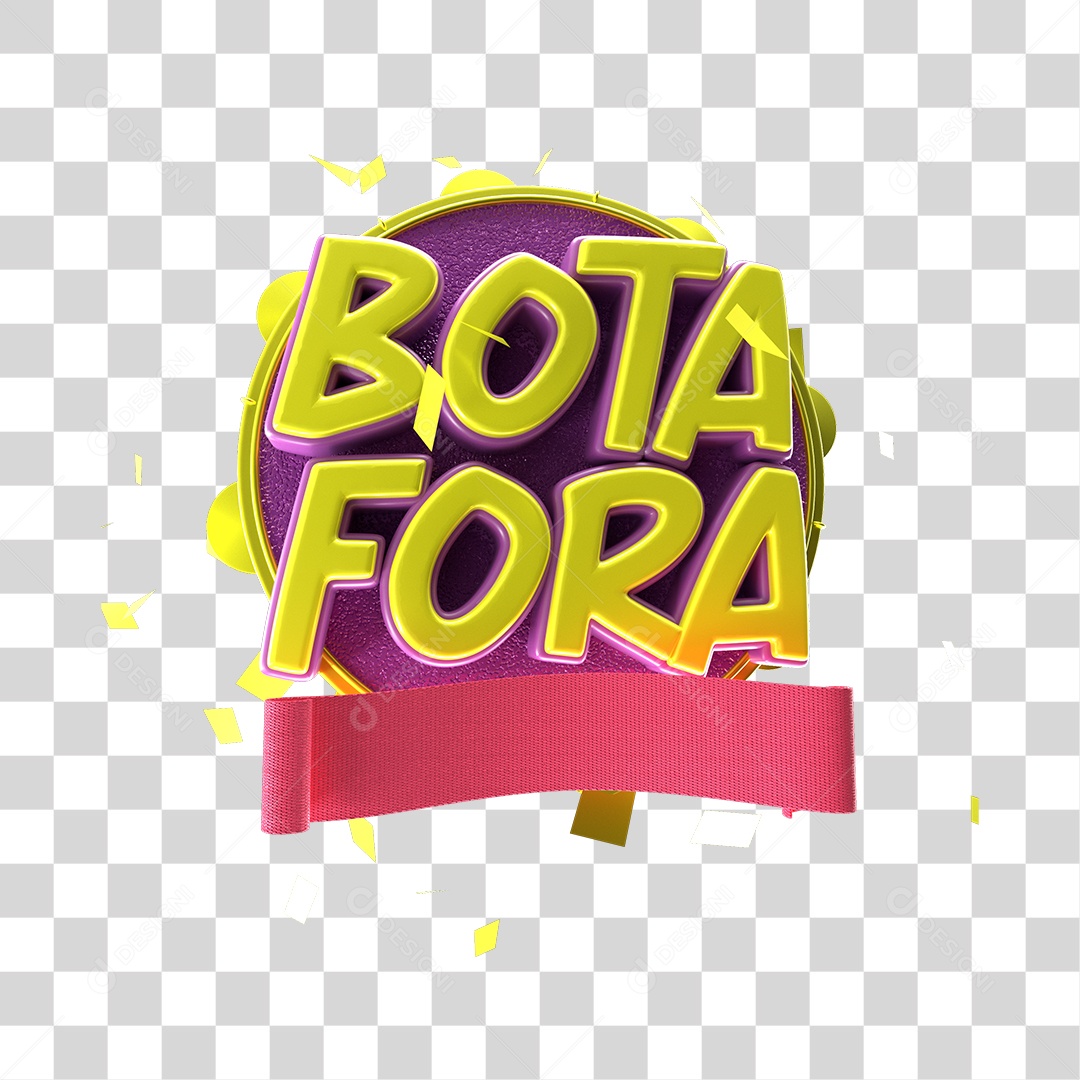 Selo 3D Para Composição Bota Fora PNG Transparente